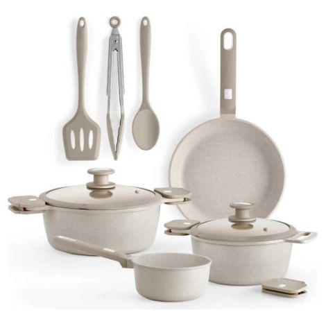 Pack Batería de Cocina Monix Denmark/ Cazo Ø16cm/ Sarten Ø24cm/ Cacerolas Ø20 - 24cm/ Aluminio Fundido/ Apta para Inducción