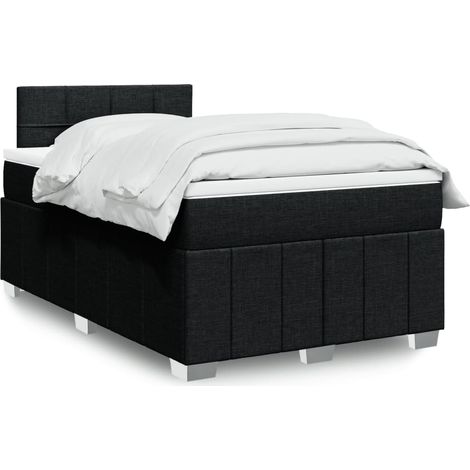 vidaXL Sommier à lattes de lit avec matelas noir 120x190 cm tissu (1/5)