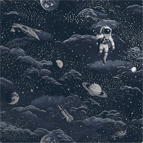 Holden Decor Lost In Space Blue Silver Wallpaper Washable Kids Room Toy Room (1/4)