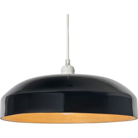 Litecraft Kane Light Shade 36.5cm Bamboo Diner Easyfit Ceiling Lampshade - Black (1/5)