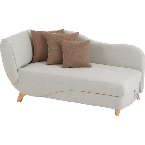 Chaise longue letto con contenitore in Tessuto Beige PENELOPE