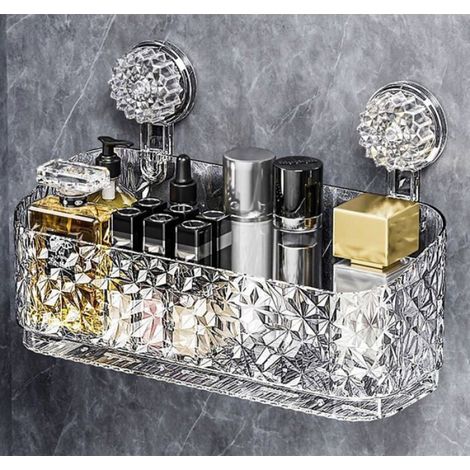 Salle De Bains Etagere Ventouse，Étagère Avec Motif Glacier，Boîte De Rangement Mural Pour Toilettes，Peut être Renforcé Par Rotation (1/3)