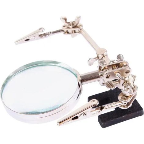 Loupe - Grossissement 3x - Diamètre 60 mm - Fixation Clip Métallique Réglable 360° - Pour Soudage Réparation Électronique - 1 Pièce (1/4)