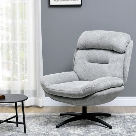 Poltrona girevole 79x91x98 cm grigia in poliestere con braccioli integrati e rivestimento idrorepellente (1/5)