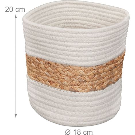 Cesto portaoggetti pieghevole decorativo per bagno 40 x 30 x 30 cm in cotone beige 130013188
