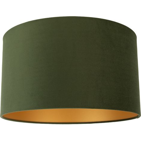 QAZQA Velvet Lampshade Green 35/35/20 with Gold Interior