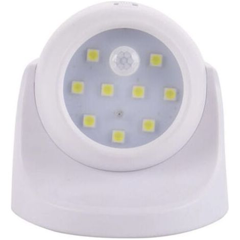 Éclairage à piles, applique murale d'extérieur avec détecteur de mouvement, éclairage extérieur LED, éclairage sans fil à piles, rotation et inclinaison à 360 degrés - Blanc (1/4)