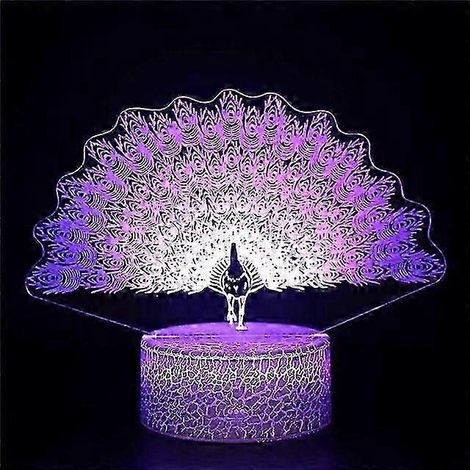 Lámpara de noche con forma de pavo real para la decoración del dormitorio infantil, lámpara de mesa USB con control remoto táctil, luz nocturna LED para niños, regalo que cambia de color. (1/4)