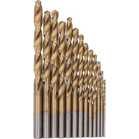 Jeu de 13 forets hélicoïdaux en acier rapide, à changement rapide, pour le travail du bois et la découpe des métaux, diamètre de tige de 1,5 à 6,5 mm, avec boîte de rangement, finition dorée. (1/5)