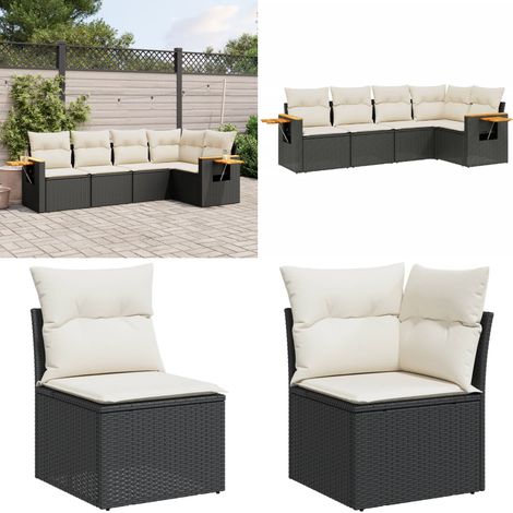 Salon de jardin 5 pcs avec coussins noir résine tressée - Ensemble Salon De Jardin - Meuble Extérieur - Résine Tressée - Rotin Synthétique - Mobilier De Jardin - Home & Living (1/5)