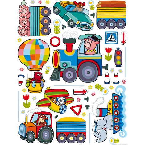 Sticker Train, tracteurs et autre engis - 1 planche 65 x 85 cm (1/5)