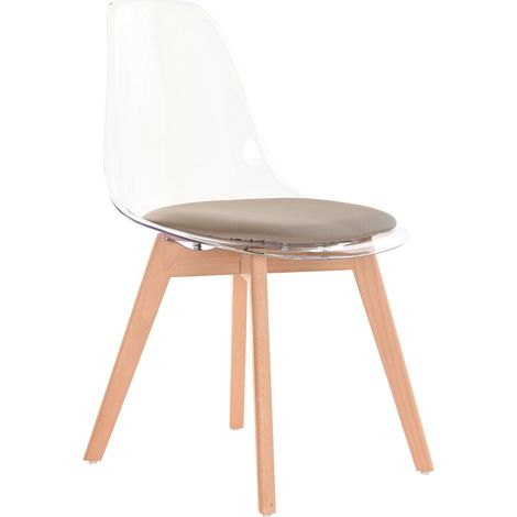 Silla Policarbonato Madera 54X47X81 Tapizado Beige MB194131 (1/5)