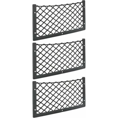 Lot de 3 filets de rangement voiture 36 x 18 cm – Maille élastique nylon – Fixation ultra solide pour van, camping-car, camion