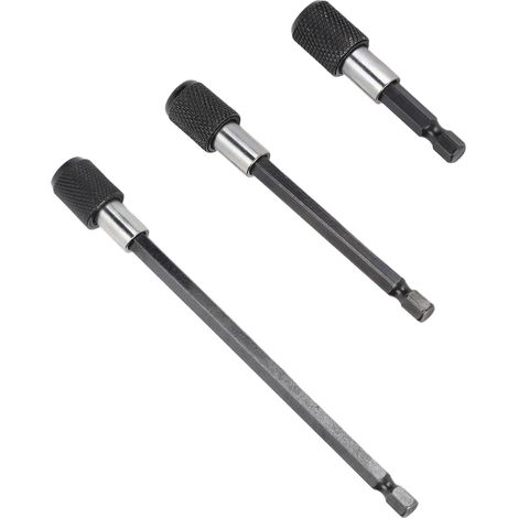 Lot de 3 adaptateurs de rallonge 1/4po mandrin aimanté dégagement rapide queue hexagonale porte-foret acier vanadium chromé inox (1/5)