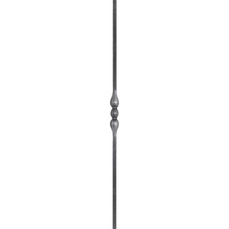 Barreau lisse motif aplati au centre - Hauteur 900mm carré de 14mm - Fer forgé - À souder - DECO FER FORGE