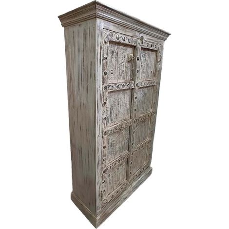 Armario de madera acabado artesanal gris 120x46x170 cm (1/5)
