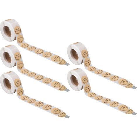 5 rouleaux de 2500 étiquettes autocollantes rondes en papier kraft de 2,5 cm (1 pouce) pour loisirs créatifs, emballage cadeau et fermeture d'enveloppes. (1/5)