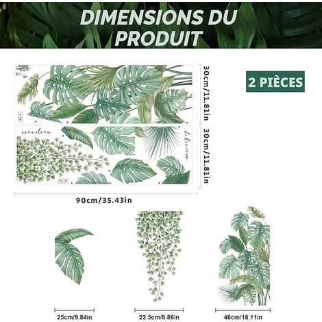 Stickers Muraux Feuilles Vertes Autocollant Mural (1/4)