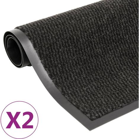 Paillassons rectangulaires 2 pcs 40 x 60 cm Noir