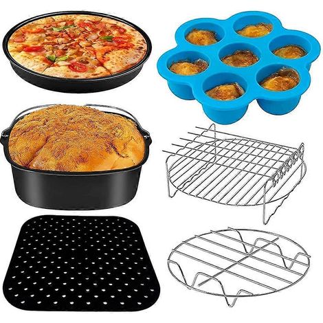 1 set di accessori per friggitrice ad aria Gowise Cozyna e per la maggior parte dei forni con una capacità di 3,7 litri e oltre, inclusi stampi per torte e stampi per pizza. (1/4)