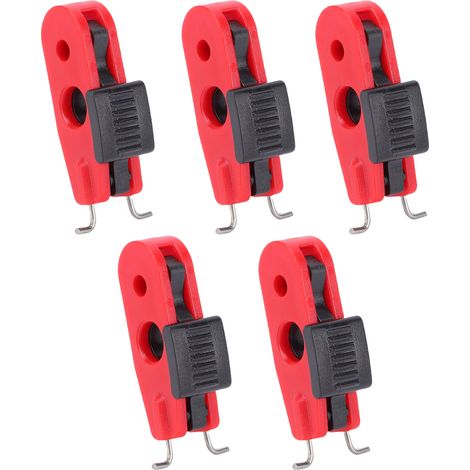 Lot de 5 verrous de sécurité pour disjoncteur miniature DZS11-2 – Norme industrielle, entraxe ≤ 19 mm, corps en nylon PA6/PA66 résistant aux chocs, goupille inox, installation sans outil, pour cadenas (1/5)