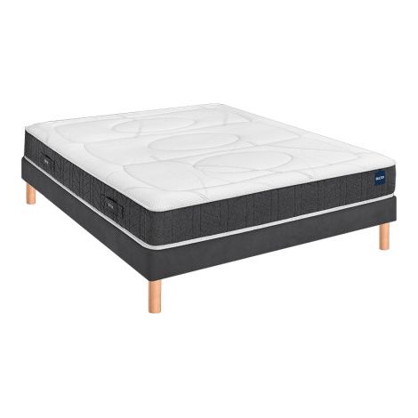 Ensemble Bultex SMART REPAIR + Sommier confort ferme vigoroso deco + pieds 90x190 Jersey Gris foncé Mousse (1/5)