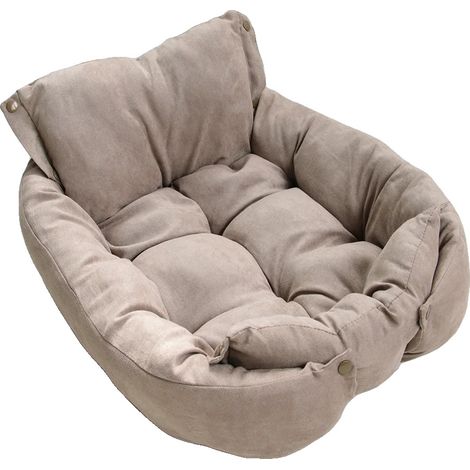 Cama para perros, algodón suave, lavable a máquina, marrón, talla S (1/2)