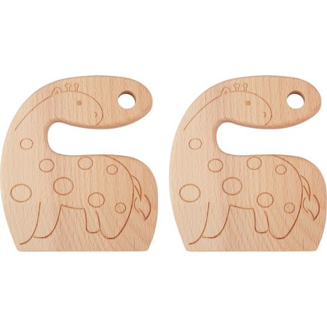 Couteau en bois pour enfants, design ergonomique sécurisé, ustensile de cuisine jouet, coupeur en bois pour tout-petits 2-8 ans, lot de 2 (1/5)