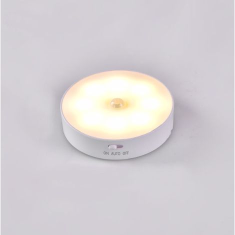 Lampe à colle à LEDs rechargeable par USB, lumière chaude 3000K, lumière blanche 6000K, veilleuse à détecteur 8 LEDs et batterie 400mAh, lampe à LEDs à détecteur de mouvement avec base magnétique - 1p (1/2)