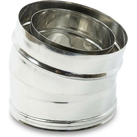 Maka Curva 15° Canna Fumaria Doppia Parete Aria Inox Inox Ø 130 mm (esterno 180) (1/5)