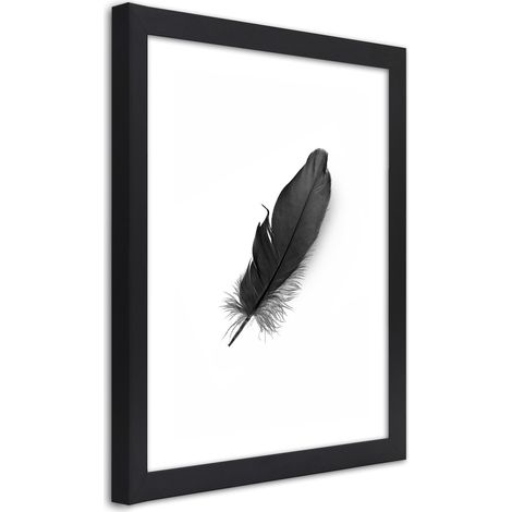Quadro con cornice, Piuma nera - 40x60 (1/5)