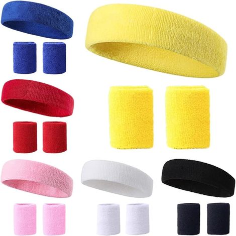 18 Pièces Bandeau de Sport pour Hommes et Femmes Transpiration Bandeau Poignet Set Bande de Cheveux en Coton Élastique Non Slip Évacuation de l'Humidité