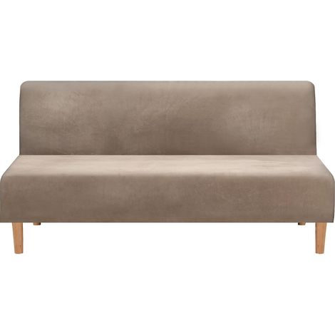 Housse De Canapé Convertible Sans Accoudoirs, En Velours Extensible, Épaisse, Douce, Confortable, Pour Canapé-Lit, Canapé Lit Pliable (Velours Épais Taupe) (1/5)