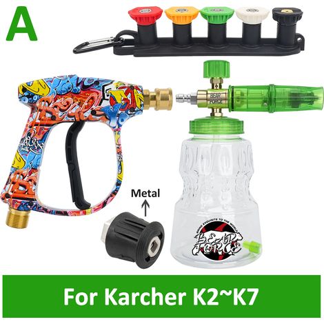 Pistola a spruzzo per idropulitrice applicabile M22-ID14MM e connettore rapido da 6,35 mm - Lancia schiuma per idropulitrice Karcher K2 K3 K4 K5 K6 K7