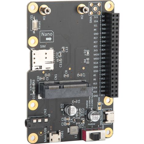 Dual-NVMe-SSD-Adapter für Raspberry Pi, aufsteckbare Mini-PCI-E-Steckplätze zur Unterstützung von SMS, MMS und E-Mail, Mini-PCI-E-Steckplätze für LTE-Module und Kommunikationsschnittstellen.