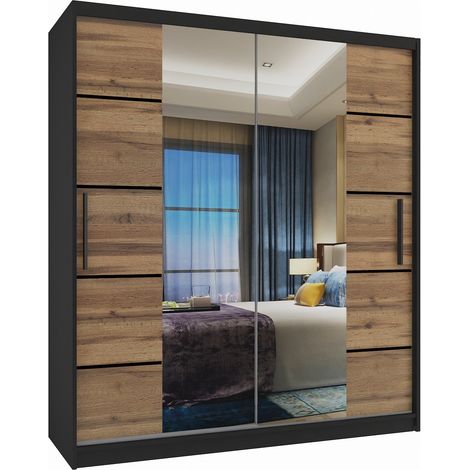 Schiebeschrank Belini 133 cm Mit Schubladen mit Spiegel grau anthrazit graphit Hersteller (1/3)