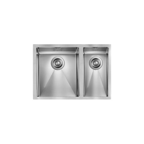 CM 012053.S0.01.2018 FILORAGGIATO Lavello da incasso 2 vasche 63x45 cm acciaio inox satinato vasca grande sinistra colore Acciaio (1/5)