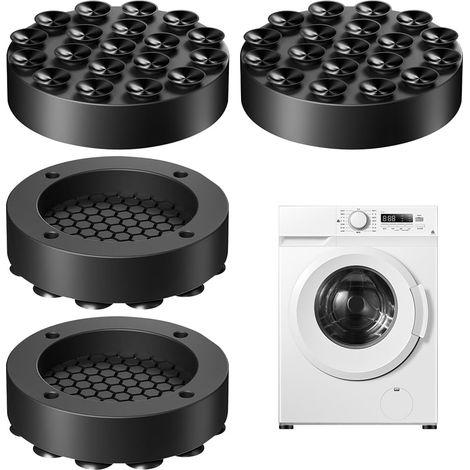 Pied Machine a Laver, 4 Pièces Pied Anti Vibration Machine a Laver Pieds Stabilisateur Piédestal Universal Amortisseurs Lave-linge pour Machines à Laver Séchoirs et Meubles (1/5)
