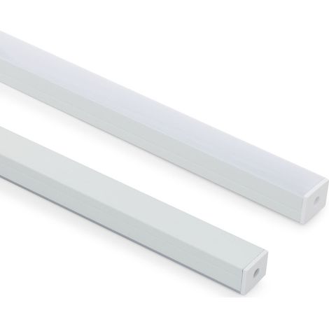 Perfil Aluminio Superficie para Tira LED hasta 15 mm con Tapa Continua Blanco 2 m Blanco traslúcido
