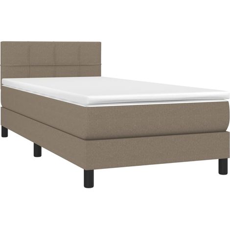 Box Spring Bed with Mattress&LED Taupe 90x200cm Fabric vidaXL