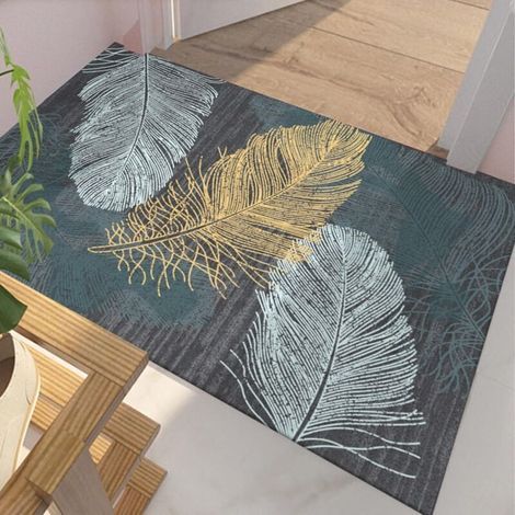 Tapis de Salon 80x120cm velours poils doux plumes Bleu-Gris tapis salle a manger,tapis chambre,tapis de bain,tapis de sport,tapis antidérapant,tapis entree (1/4)