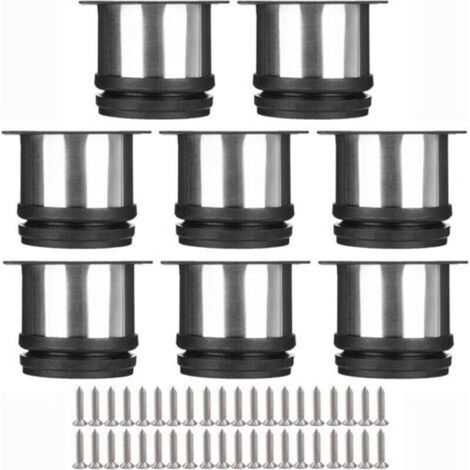 Selected Lot de 8 Pieds de Meubles, Pied Cuisine Réglables Ø 50 mm/Hauteur 50 mm Ronds Métal Acier Inoxydable Canapé Jambe Table Pieds (1/4)