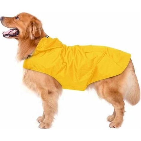 Imperméable pour Chien avec Capuchon, imperméable pour Chien étanche ultraléger et aéré avec Bandes réfléchissantes pour Chiens Moyens à Grands(3XL, Jaune) (1/5)