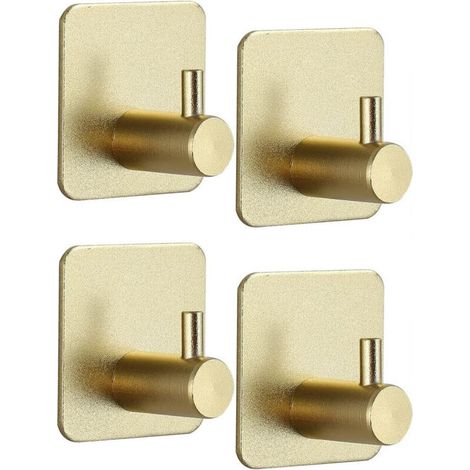 Bathroom hooks, set of 4 self-adhesive 304 stainless steel hooks for bathroom, bedroom, kitchen, sticky door hook for holding coats, towels, gold - RAPANDA (1/4)