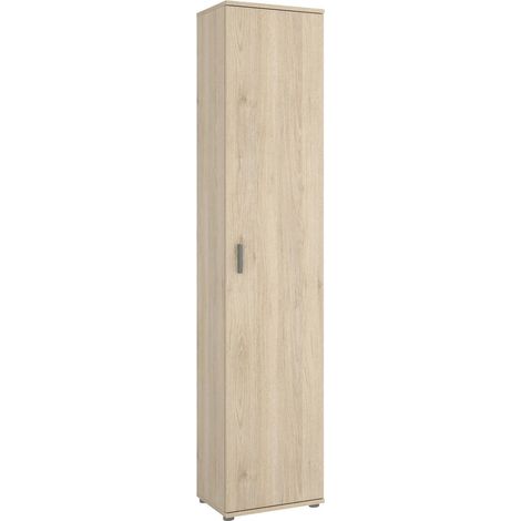 Dmora - Badezimmersäule Dfuzat, Badezimmerwandschrank, Hoher Mehrzweckschrank mit 1 Tür, 39x35h190 cm, Eiche (1/5)