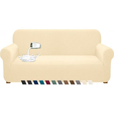Housse de canapé extensible 3 places imperméable – Résistante aux griffures – Tissu 95% polyester – Ajustement parfait avec bâtonnets antidérapants