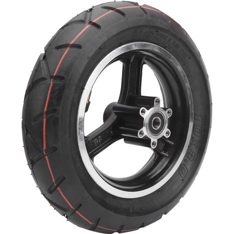 Pneu de trottinette électrique 10 x 3 pouces, gonflable en caoutchouc naturel avec effet d'amortissement et moyeu extérieur/intérieur. (1/5)