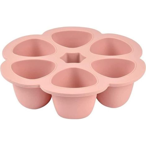 BEABA Premium silicone multi-portion containers, heat resistant, airtight lid, Made in Italy, 6 x 90 ml pink (1/3)