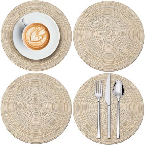QORVA-Sets de table ronds, sets de table à café, nappes, antidérapants, lavables, résistants à la chaleur, pour la décoration de table, lot de 4