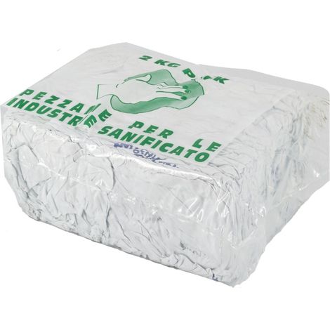 IMBALLAGGI 2000 - Stracci Pulizia Multiuso - Stracci Cotone Bianco Assorbente per Uso Domestico - Stracci Pavimento, Cucina, Bagno, per Spolverare - 1 confezione 2 kg